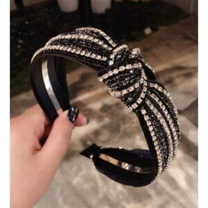 Women’s Knotted Headband Black Crystal Rhinestone Hair Accessory Weddings Gifts
